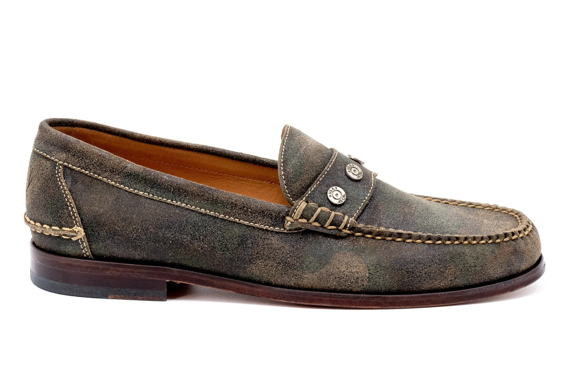 2nd Amendment Suede Penny Loafers - Camo