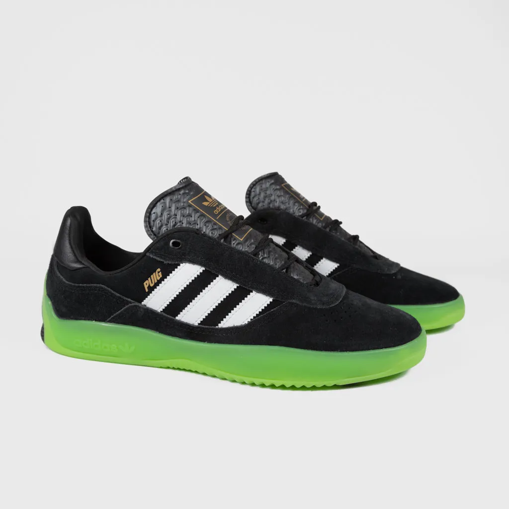 Adidas Skateboarding - Puig Shoes - Core Black / Footwear White / Semi Solar Green