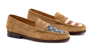 All American Suede Penny Loafers - Khaki