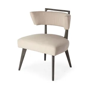 Andrew Accent Chair Series Cream Fabric | Dark Brown Wood