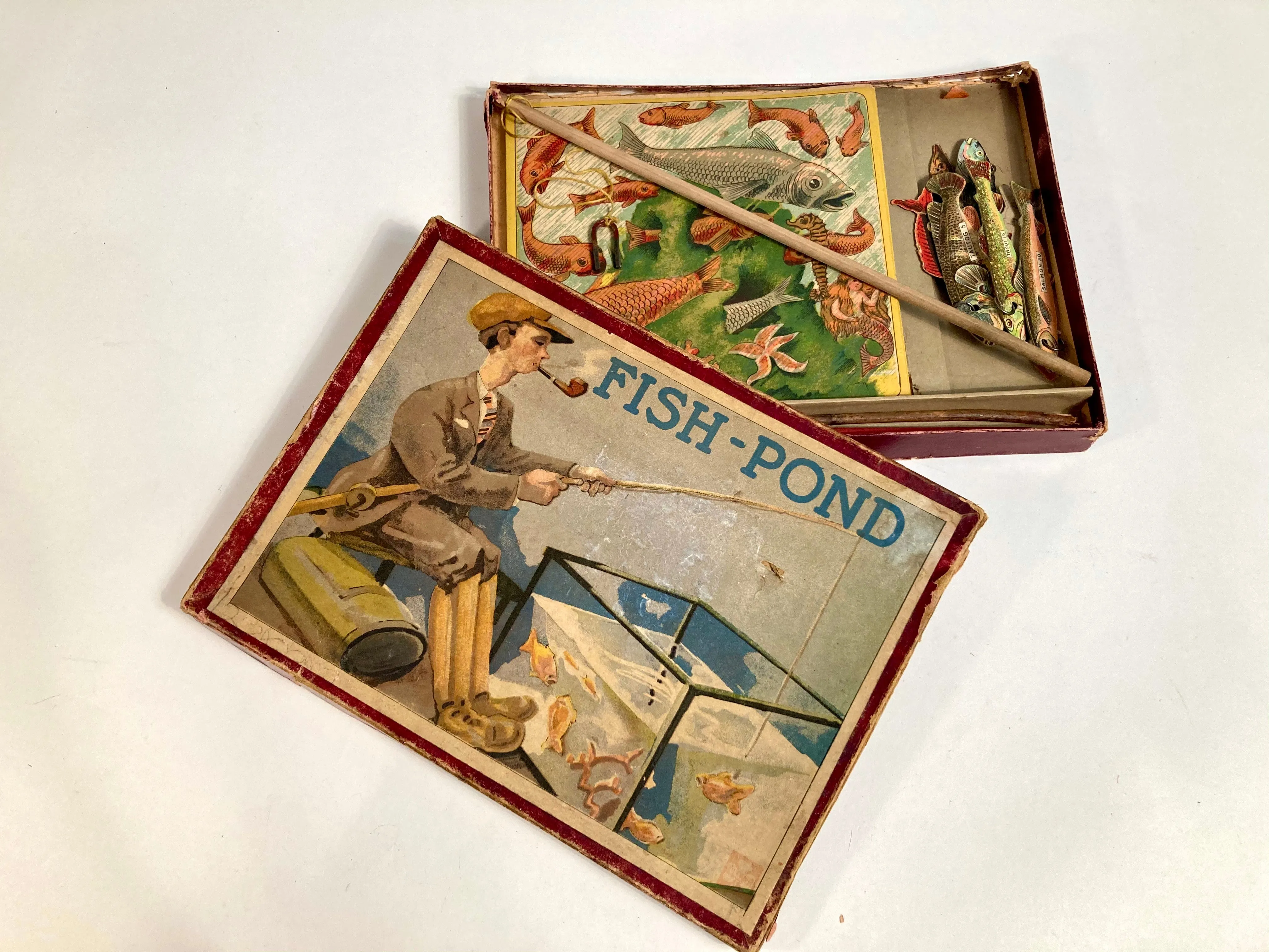 Antique 1910's FISH-POND Children's Vivary Magnetic BOARD GAME, Complete