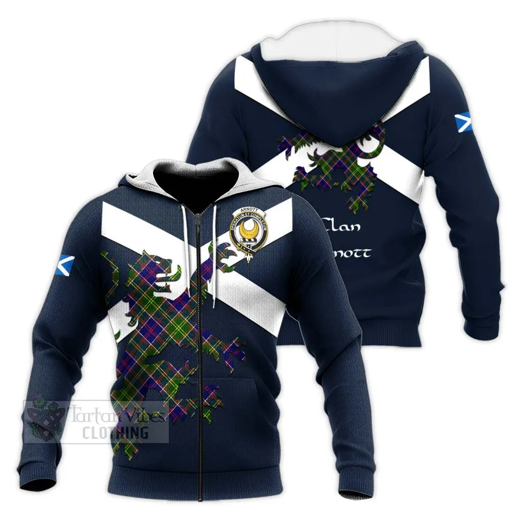 Arnott Tartan Lion Rampant Knitted Hoodie Proudly Display Your Heritage with Alba Gu Brath and Clan Name