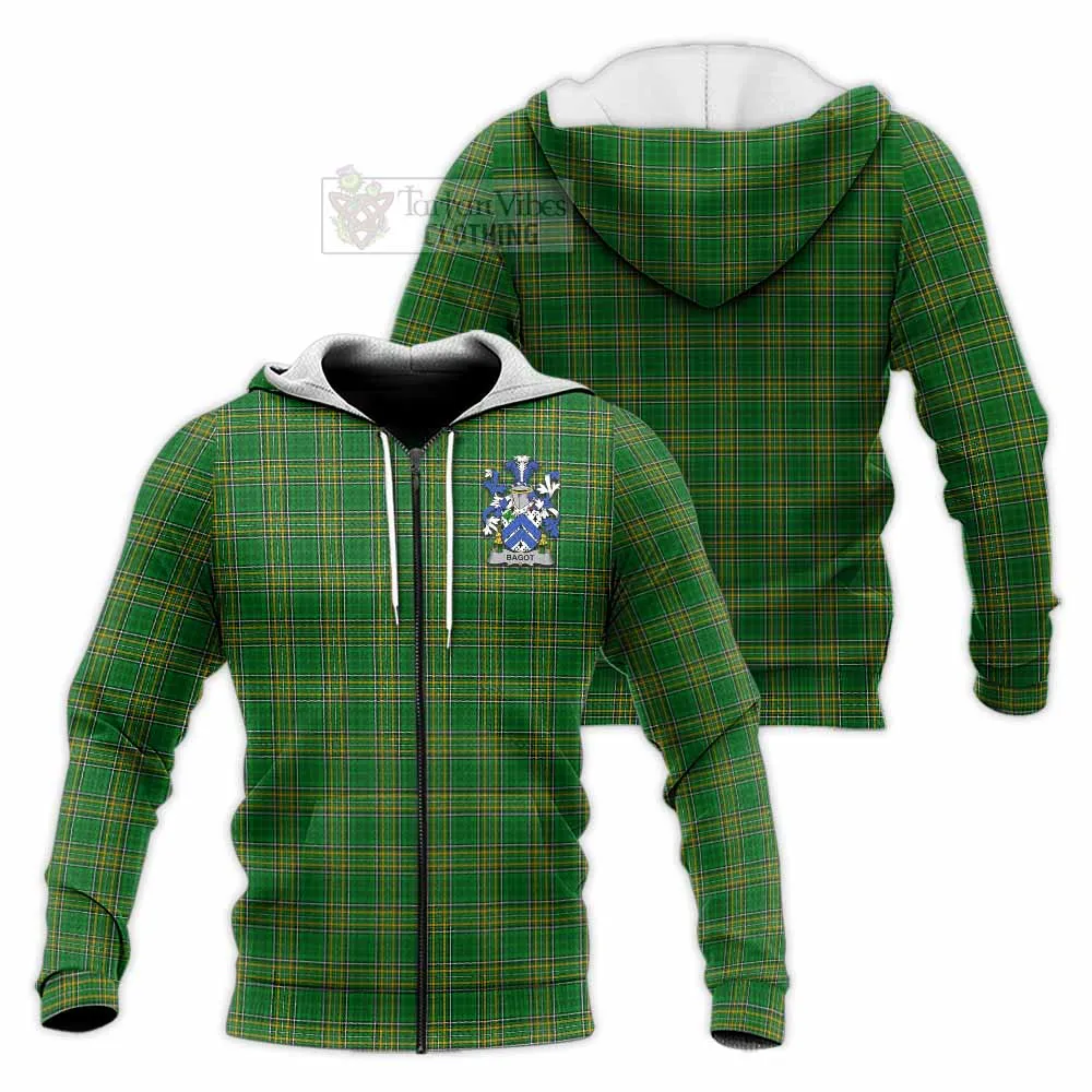 Bagot Irish Clan Tartan Knitted Hoodie with Coat of Arms