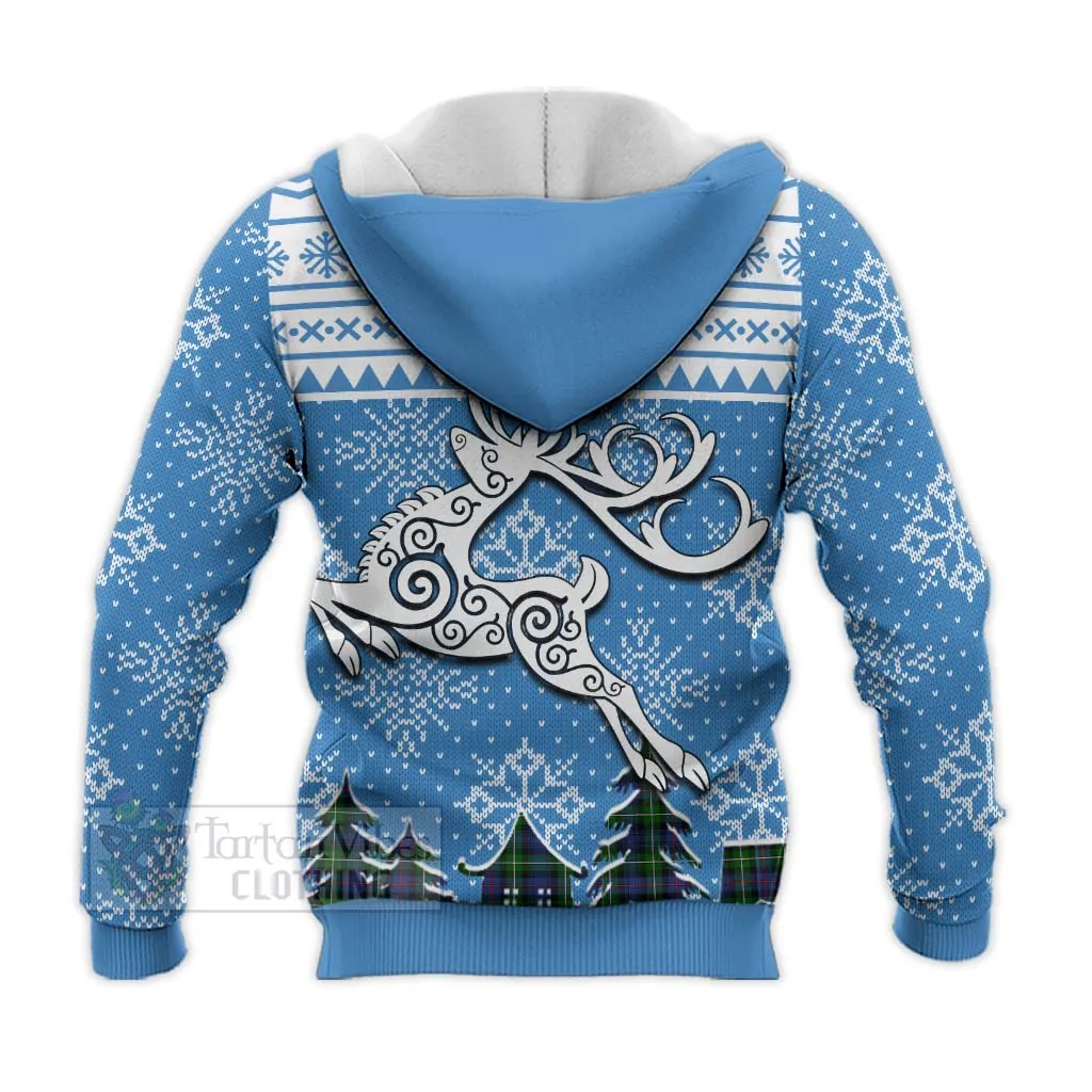 Baillie (Bailey) Clan Christmas Knitted Hoodie Celtic Reindeer Style