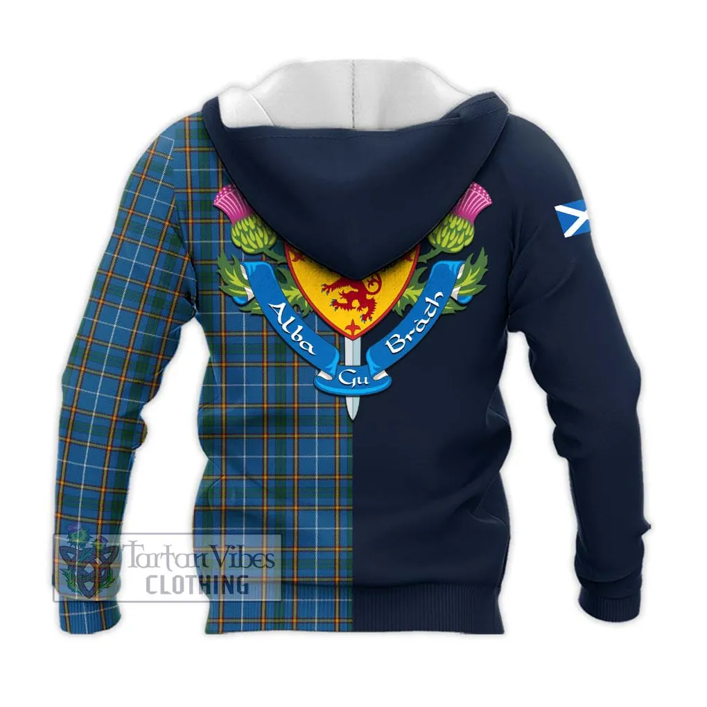 Bain Tartan Knitted Hoodie Alba with Scottish Lion Royal Arm Half Style