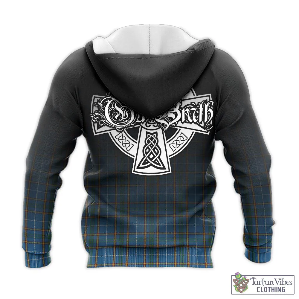 Bain Tartan Knitted Hoodie Featuring Alba Gu Brath Family Crest Celtic Inspired