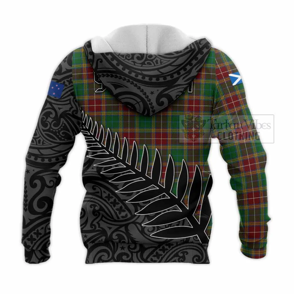 Baxter Crest Tartan Knitted Hoodie with New Zealand Silver Fern Half Style