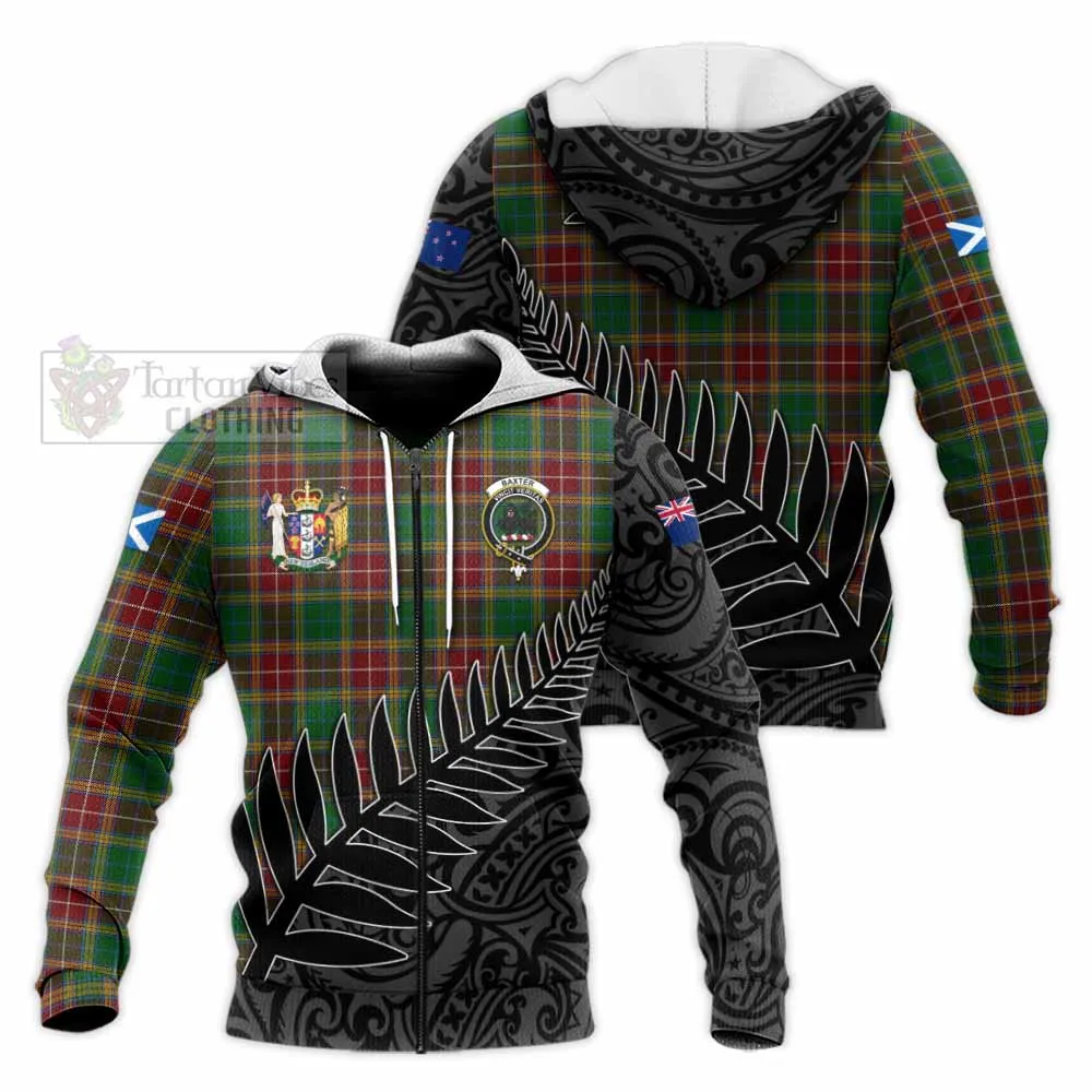 Baxter Crest Tartan Knitted Hoodie with New Zealand Silver Fern Half Style