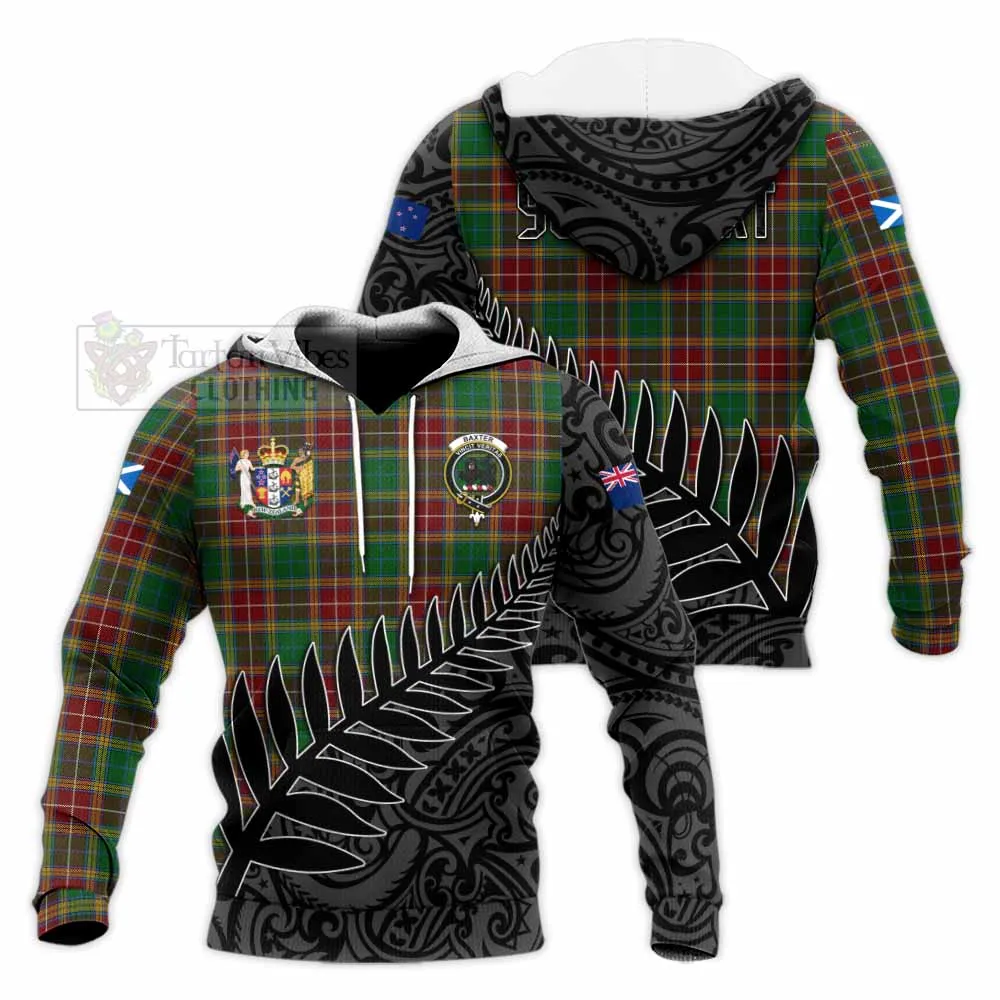 Baxter Crest Tartan Knitted Hoodie with New Zealand Silver Fern Half Style