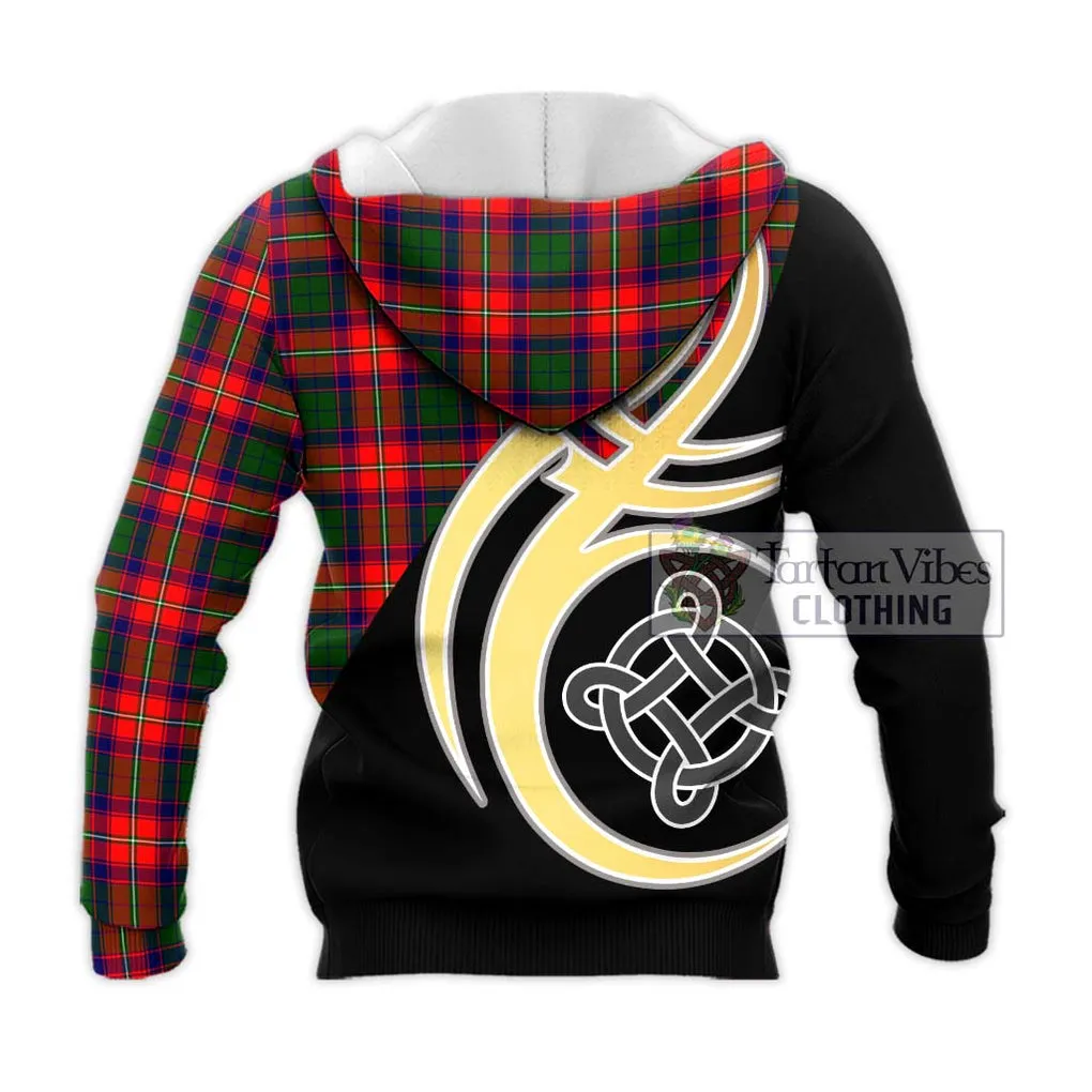 Belsches Tartan Knitted Hoodie with Family Crest and Celtic Symbol Style