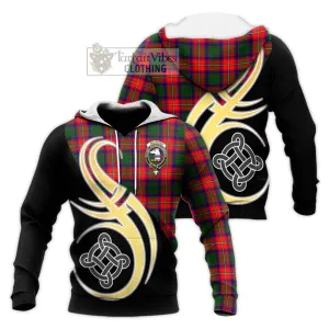 Belsches Tartan Knitted Hoodie with Family Crest and Celtic Symbol Style