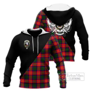 Belsches Tartan Knitted Hoodie with Family Crest and Military Logo Style