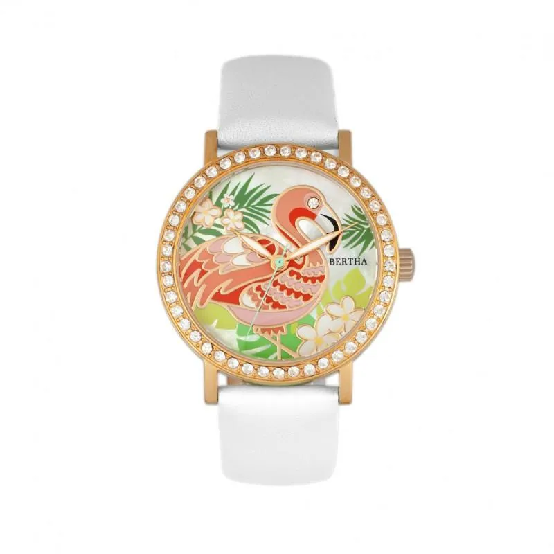 Bertha Luna Mother-Of-Pearl Leather-Band Watch