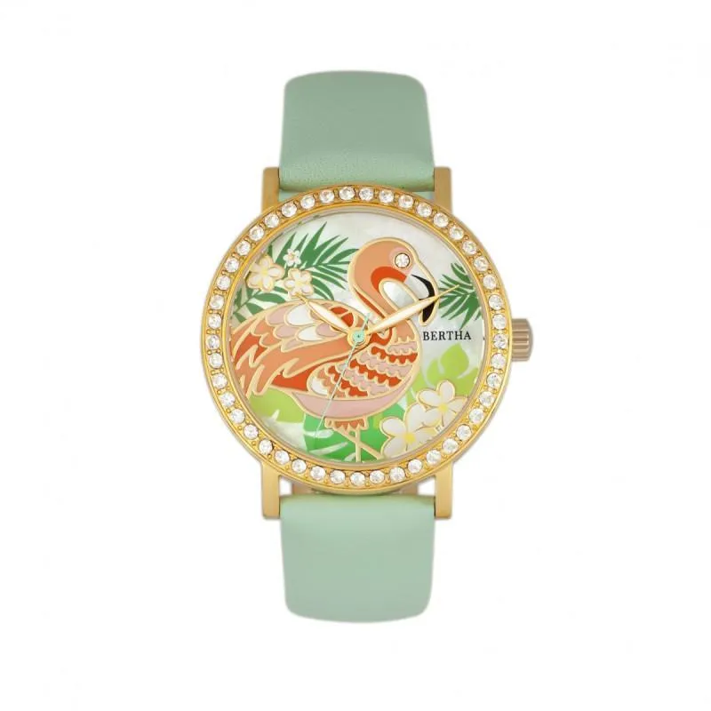 Bertha Luna Mother-Of-Pearl Leather-Band Watch