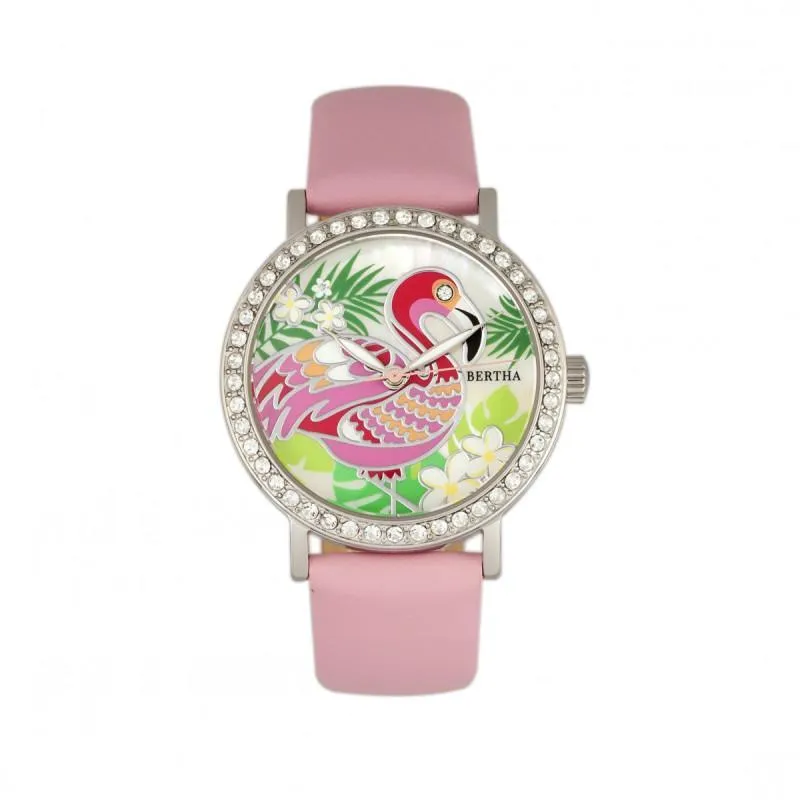 Bertha Luna Mother-Of-Pearl Leather-Band Watch