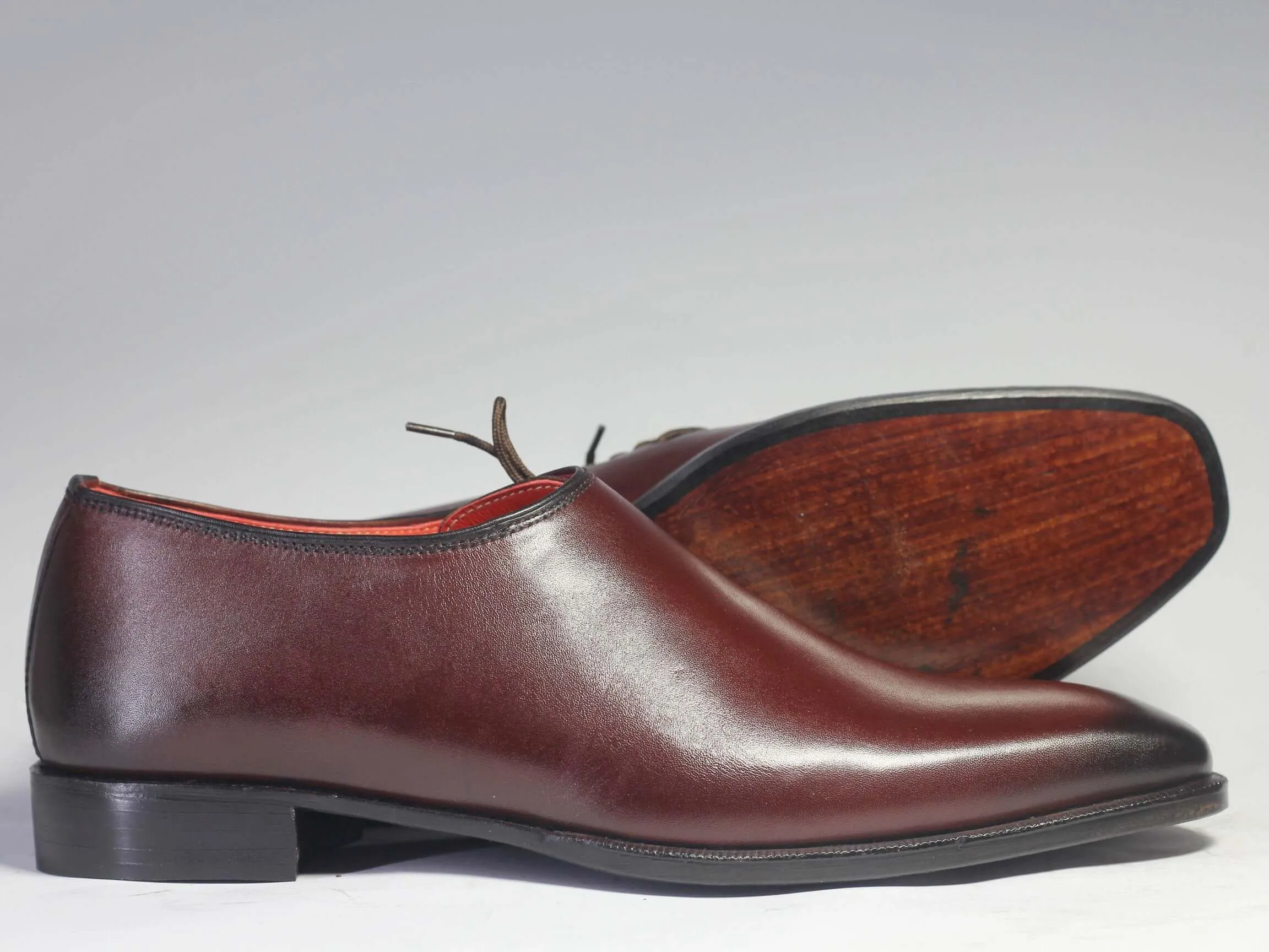 Bespoke Burgundy Leather Side Lace Up Shoe for Men