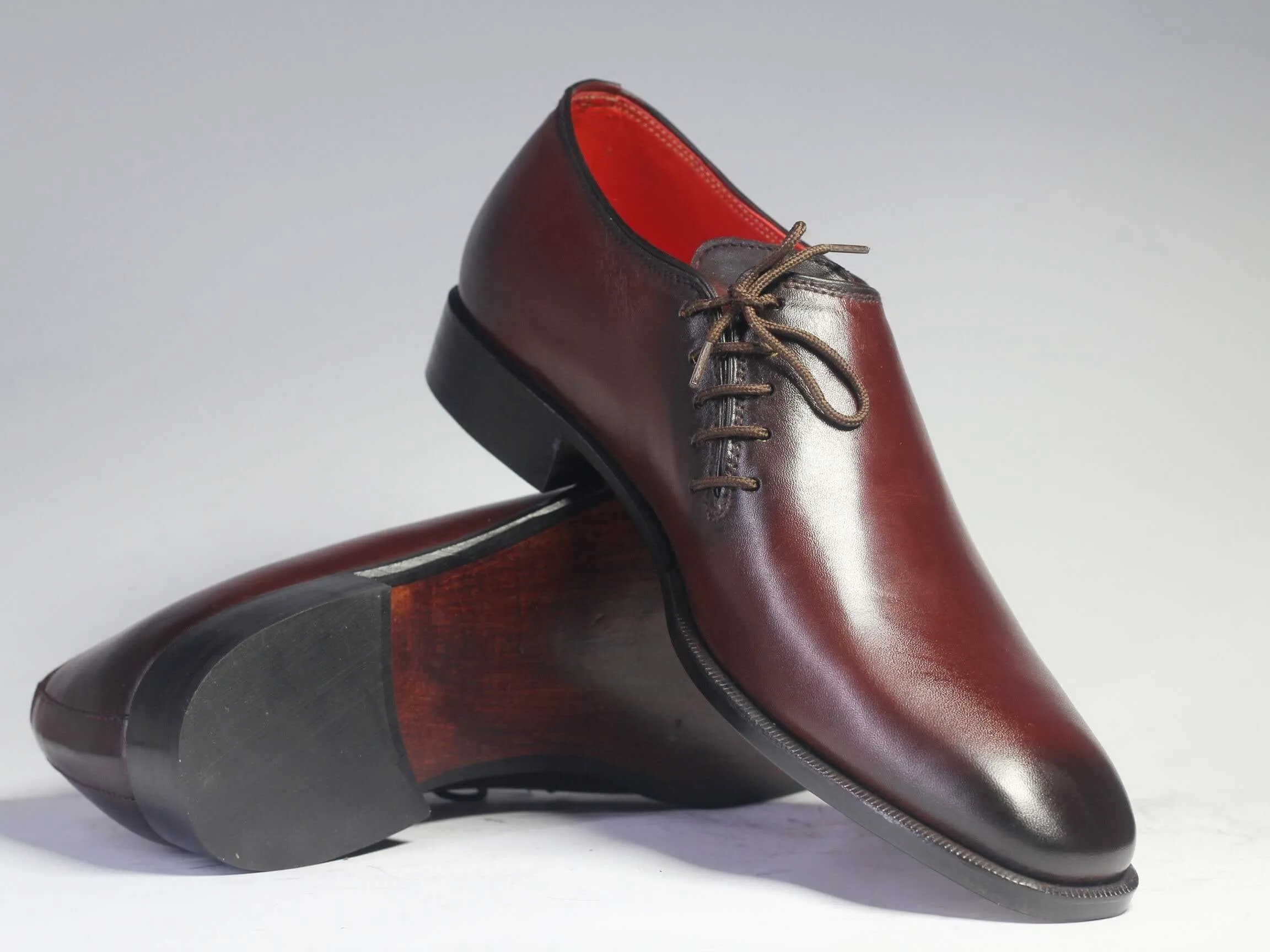 Bespoke Burgundy Leather Side Lace Up Shoe for Men