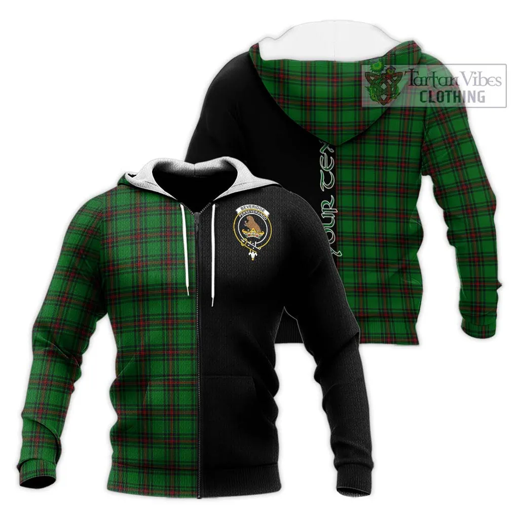 Beveridge Tartan Knitted Hoodie with Family Crest and Half Of Me Style