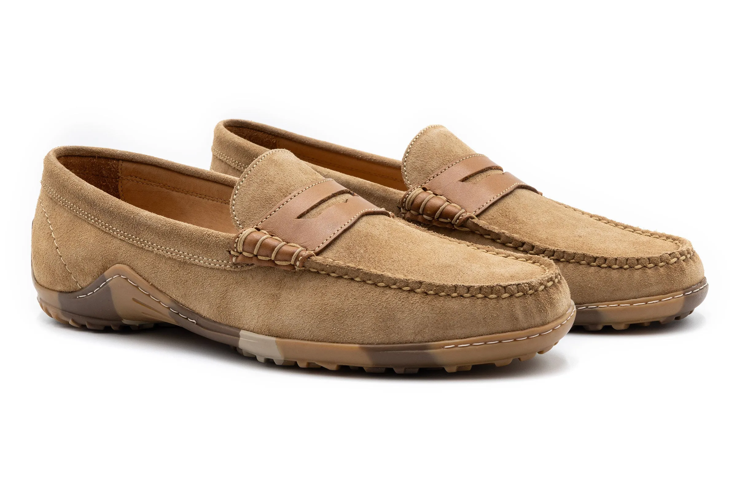 Bill Suede Penny Loafers - Khaki