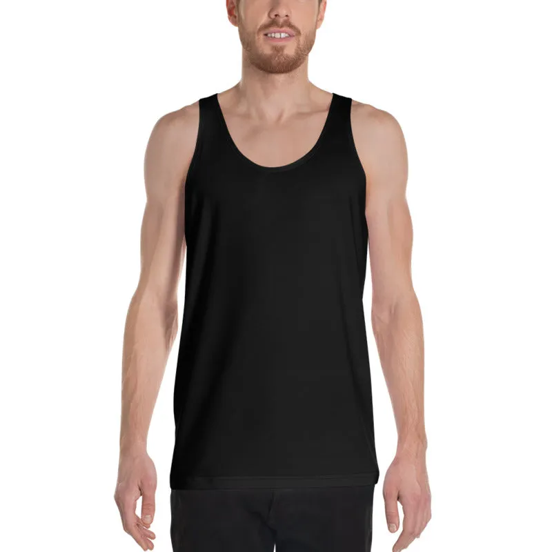 Black Men's Tank Top, Solid Black Color Premium Unisex Men's/ Women's Designer Tank Top- Made in USA