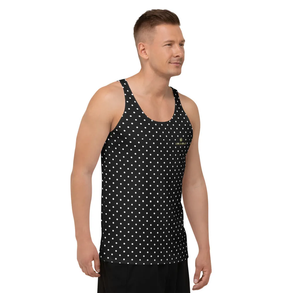 Black Polka Dots Tank Top, Premium Quality Men's Unisex Tank Top-Made in USA/EU/MX (US Size: XS-2XL)