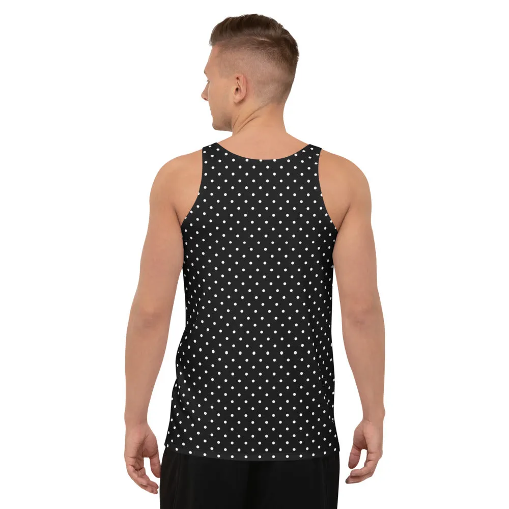 Black Polka Dots Tank Top, Premium Quality Men's Unisex Tank Top-Made in USA/EU/MX (US Size: XS-2XL)