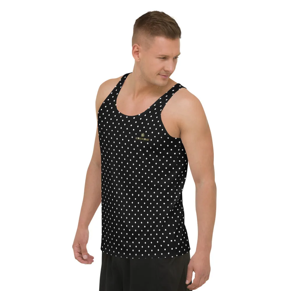 Black Polka Dots Tank Top, Premium Quality Men's Unisex Tank Top-Made in USA/EU/MX (US Size: XS-2XL)