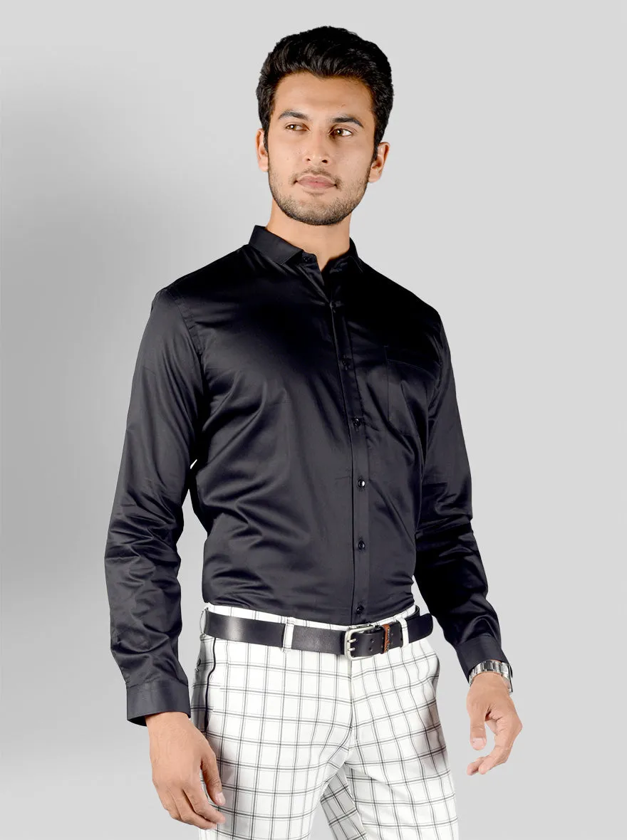 Black Solid Slim Fit Party Wear Shirt | Greenfibre