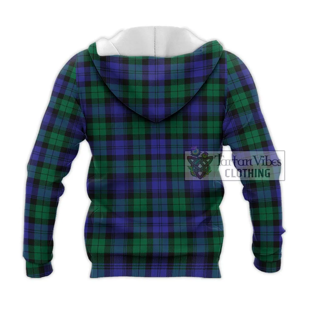 Black Watch Modern Tartan Knitted Hoodie with Family Crest DNA In Me Style