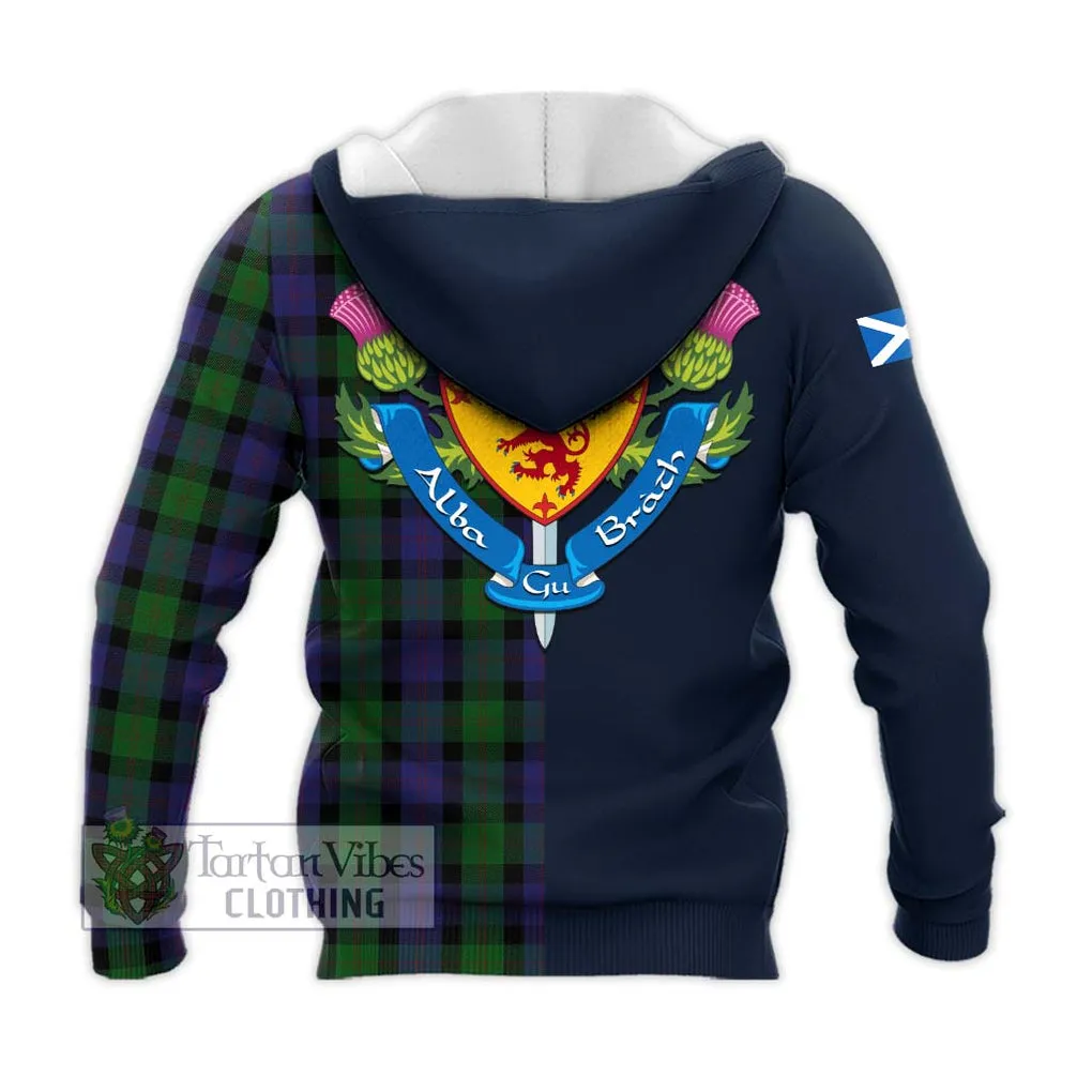 Blair Tartan Knitted Hoodie Alba with Scottish Lion Royal Arm Half Style