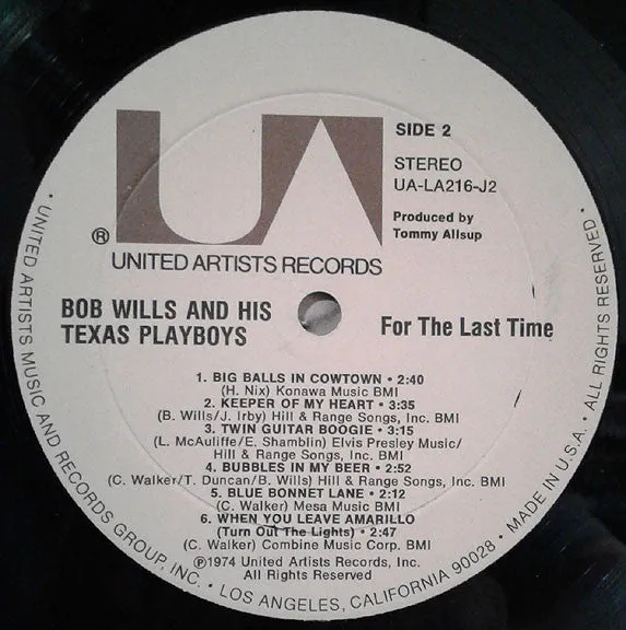 Bob Wills & His Texas Playboys - For The Last Time (2xLP, Album   Box) (VG )