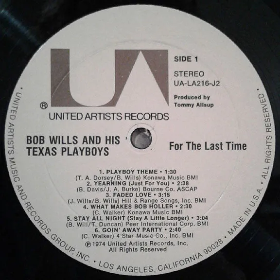 Bob Wills & His Texas Playboys - For The Last Time (2xLP, Album   Box) (VG )