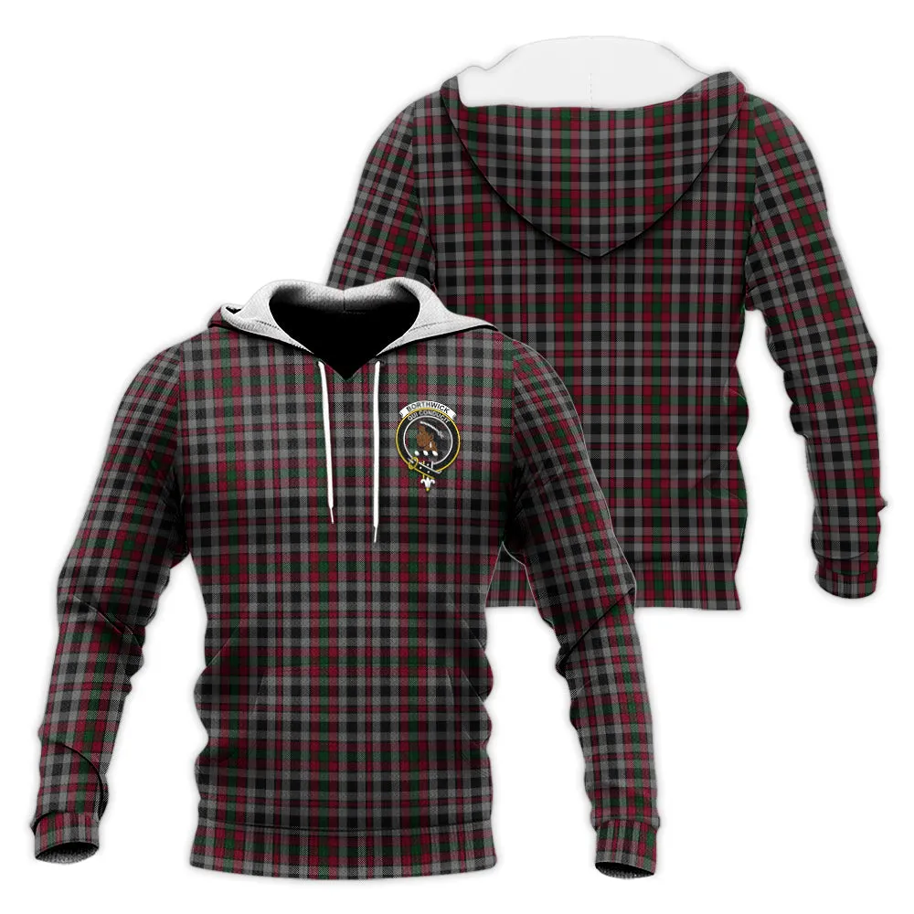 Borthwick Tartan Knitted Hoodie with Family Crest