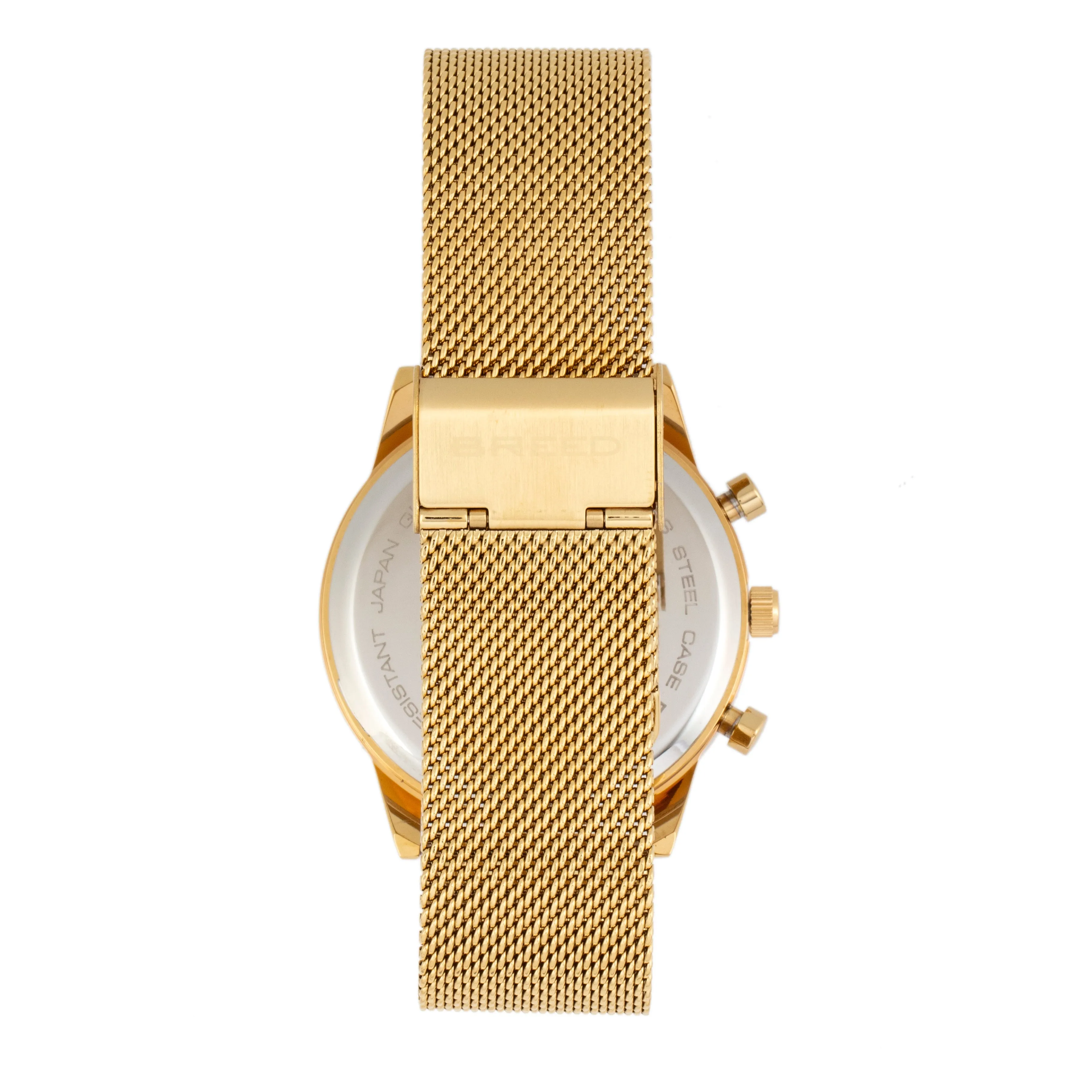 Breed Andreas Mesh-Bracelet Watch w/ Date - Gold/Black