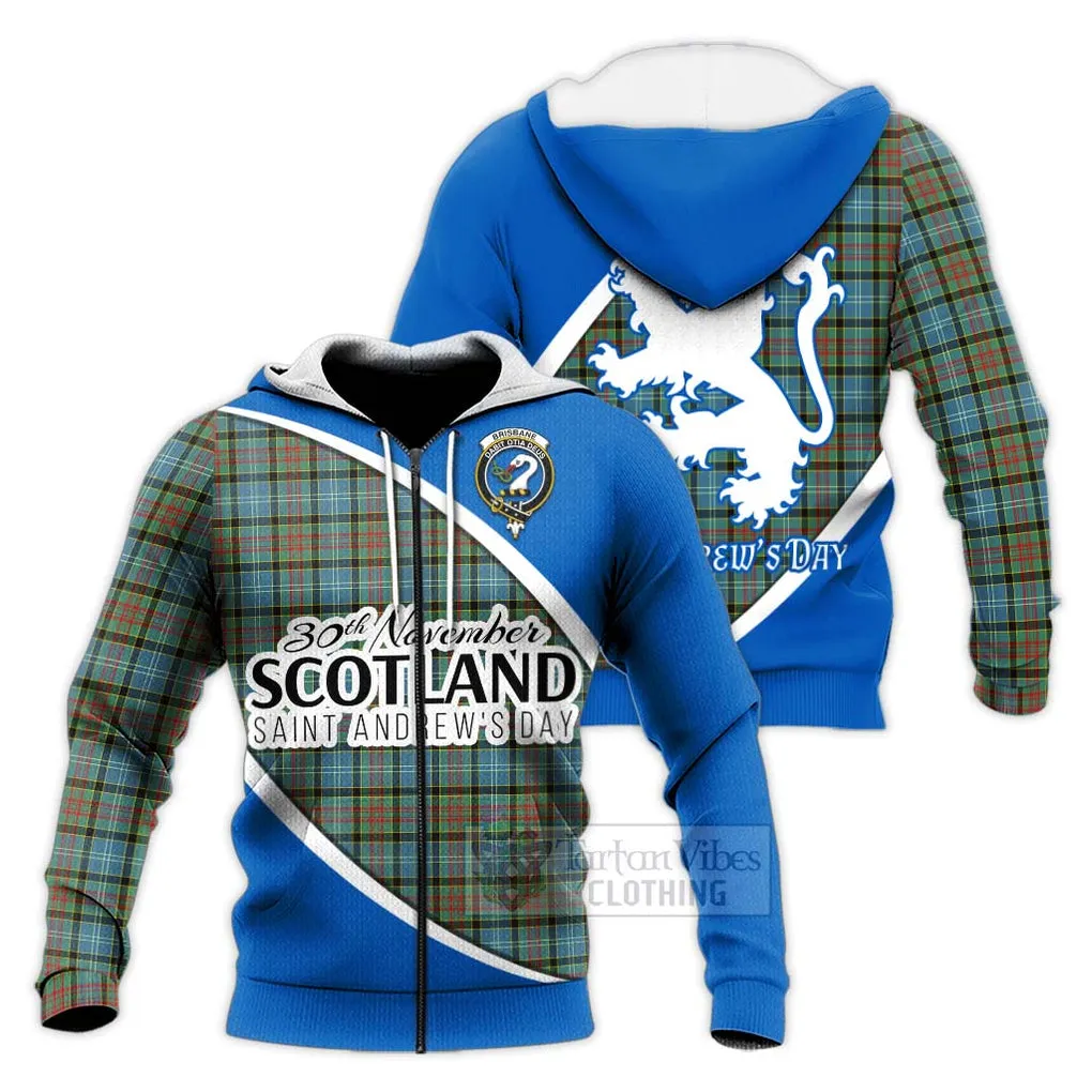 Brisbane Family Crest Tartan Knitted Hoodie Celebrate Saint Andrew's Day in Style