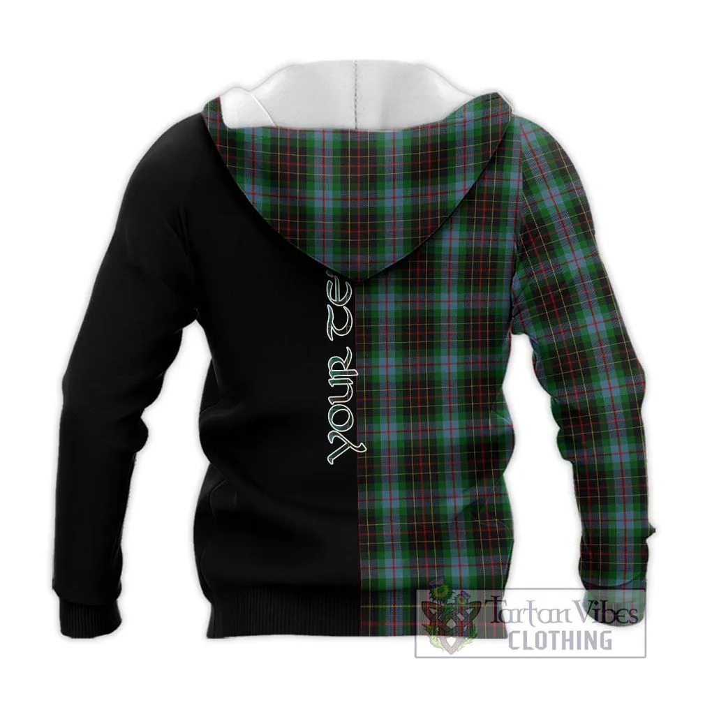 Brodie Hunting Tartan Knitted Hoodie with Family Crest and Half Of Me Style