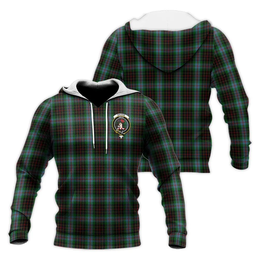 Brodie Hunting Tartan Knitted Hoodie with Family Crest