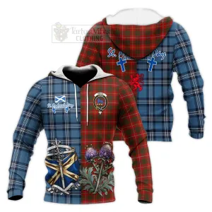 Bruce Tartan Knitted Hoodie Happy St. Andrew's Day Half Tartan Style