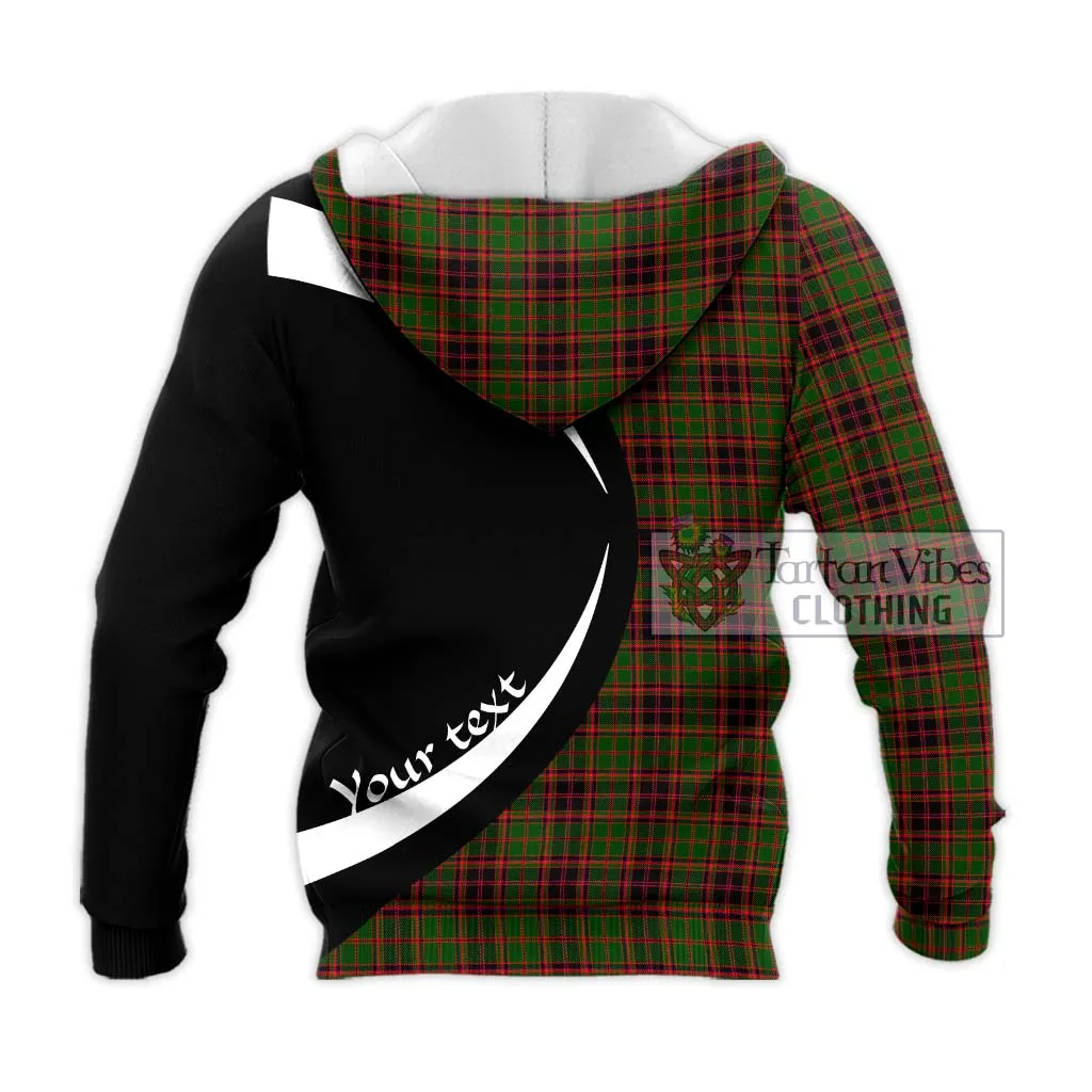 Buchan Tartan Knitted Hoodie with Family Crest Circle Style