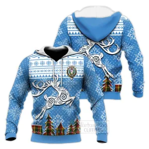 Buchanan Clan Christmas Knitted Hoodie Celtic Reindeer Style