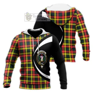 Buchanan Modern Tartan Knitted Hoodie with Family Crest Circle Style