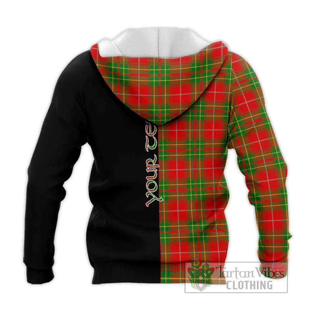 Burnett Tartan Knitted Hoodie with Family Crest and Half Of Me Style