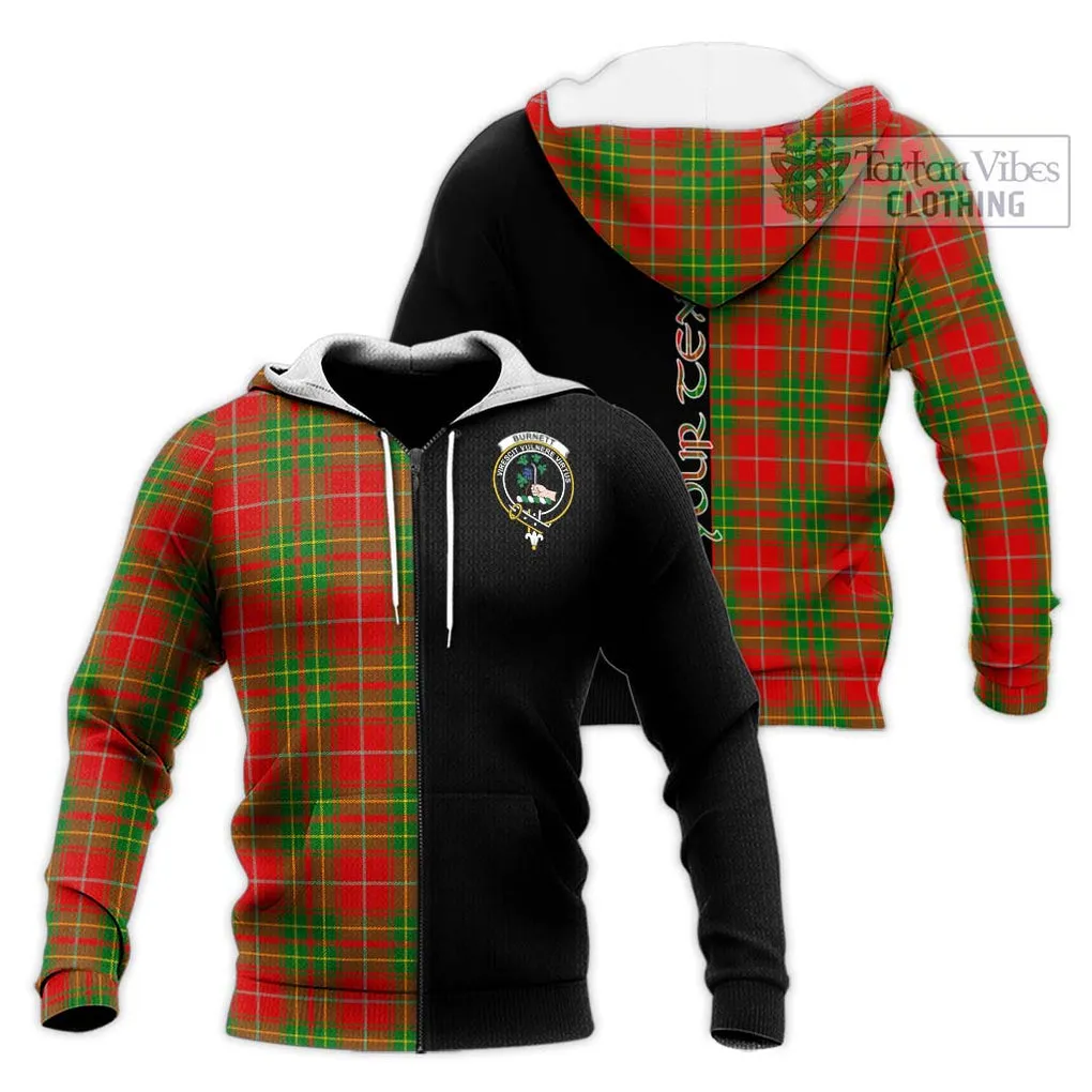 Burnett Tartan Knitted Hoodie with Family Crest and Half Of Me Style