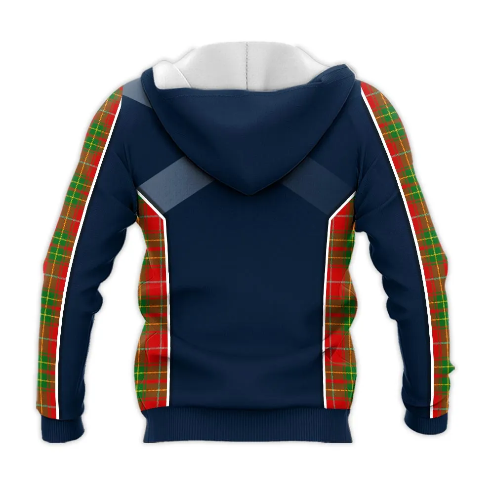 Burnett Tartan Knitted Hoodie with Family Crest and Scottish Thistle Vibes Sport Style