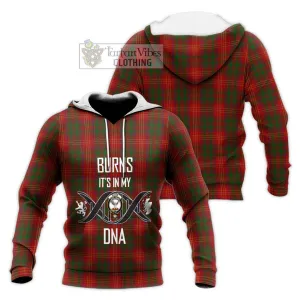 Burns Tartan Knitted Hoodie with Family Crest DNA In Me Style