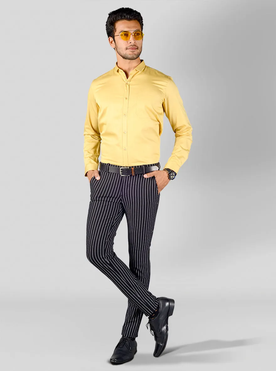 Burnt Yellow Solid Slim Fit Party Wear Shirt | Greenfibre