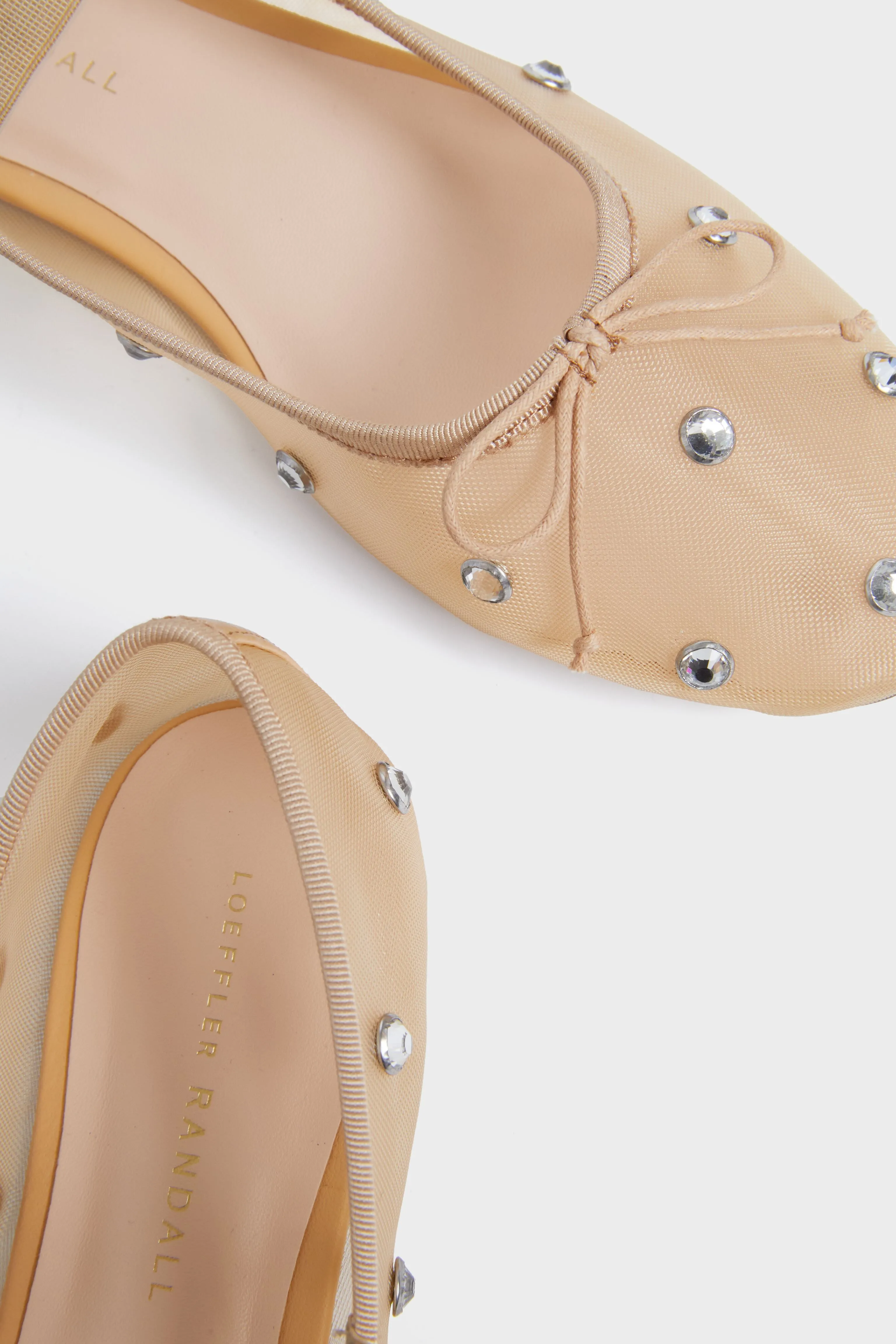 Caramel Mesh with Clear Rhinestone Leonie Flats