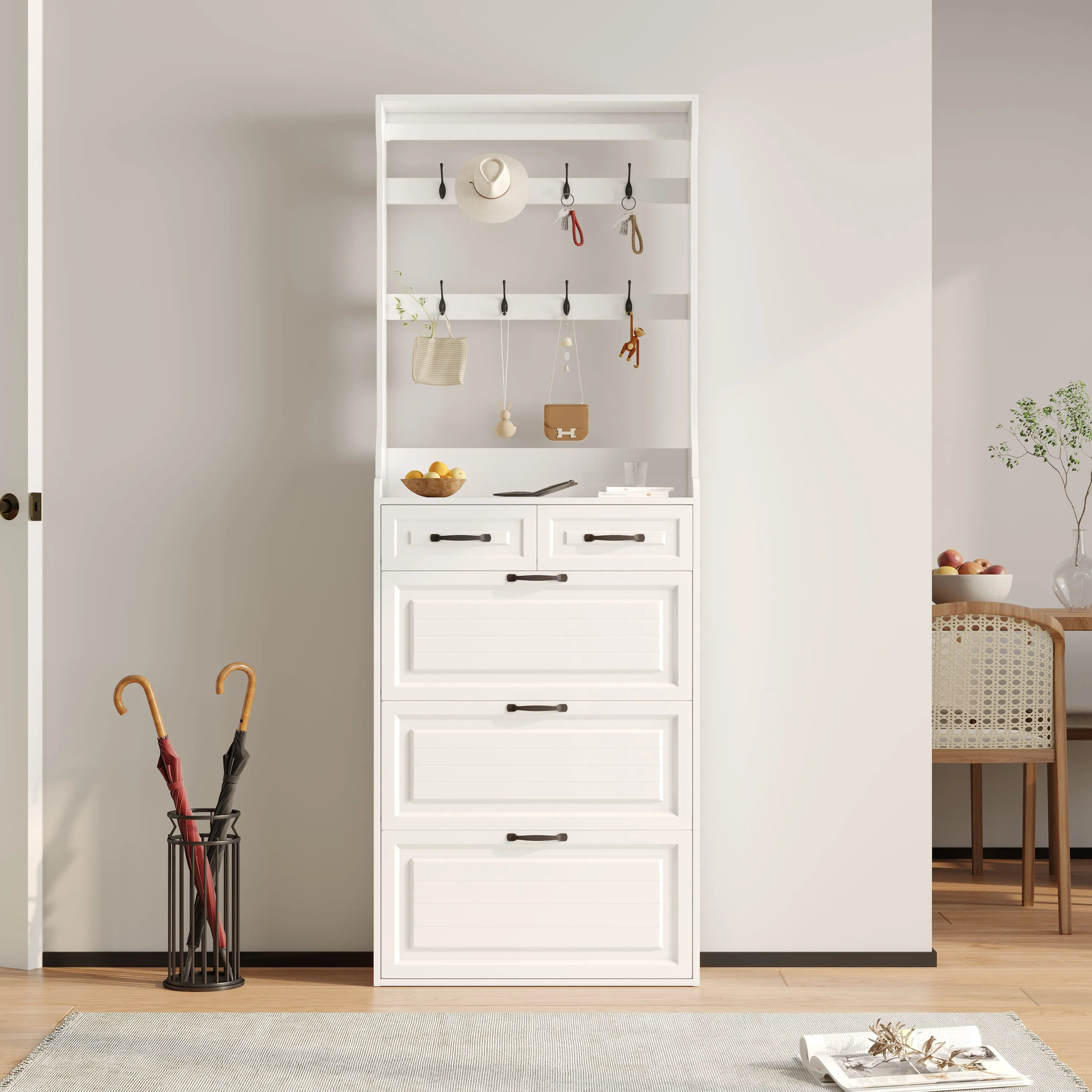 Chelsea II Shoe Storage Cabinet - White Oak