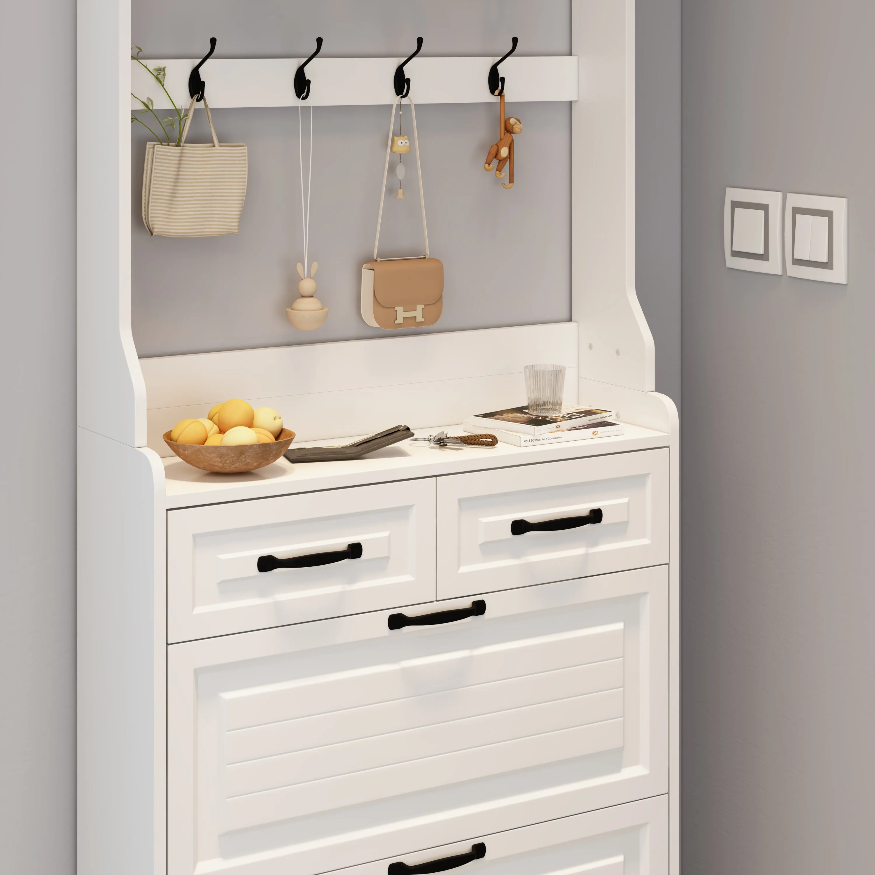 Chelsea II Shoe Storage Cabinet - White Oak