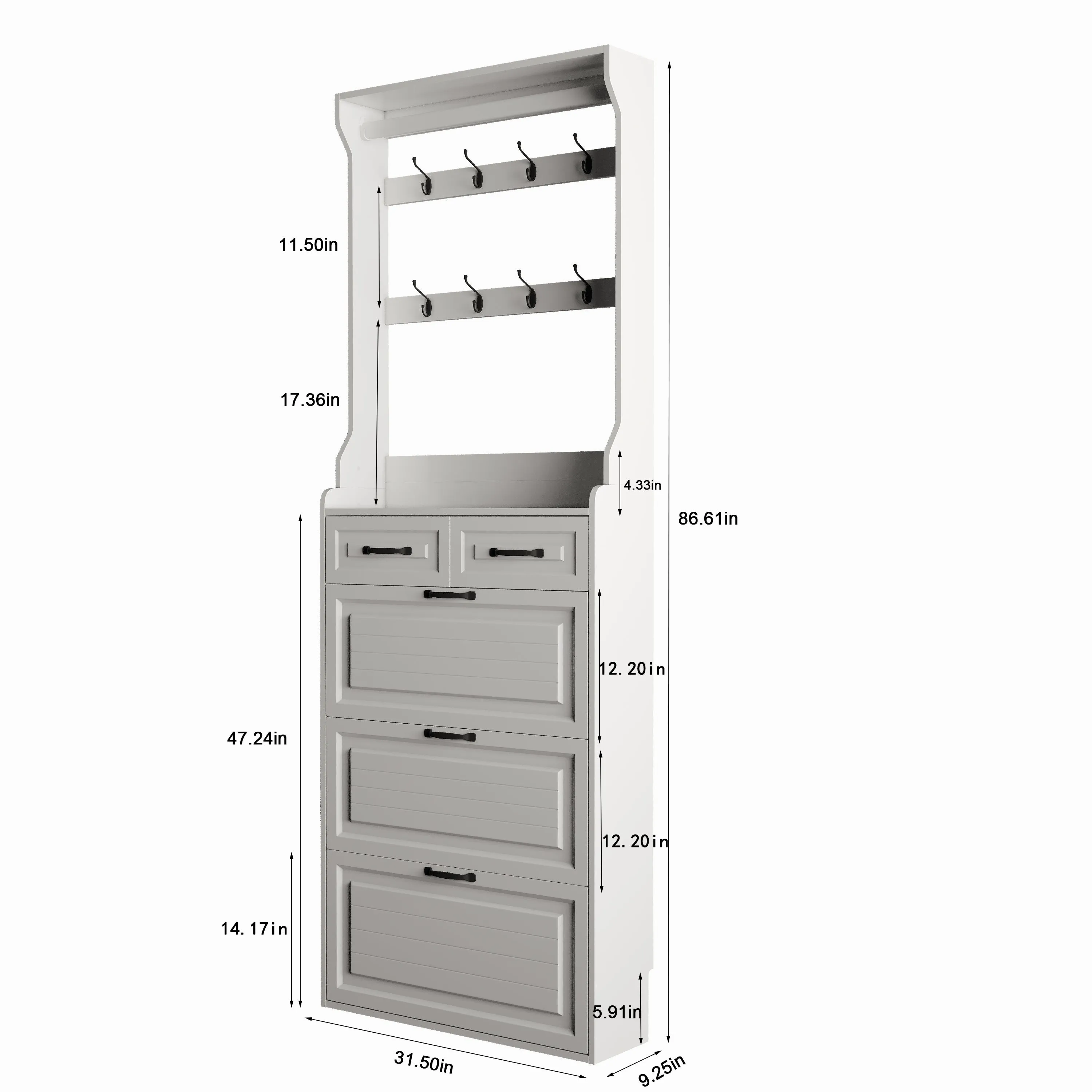 Chelsea II Shoe Storage Cabinet - White Oak